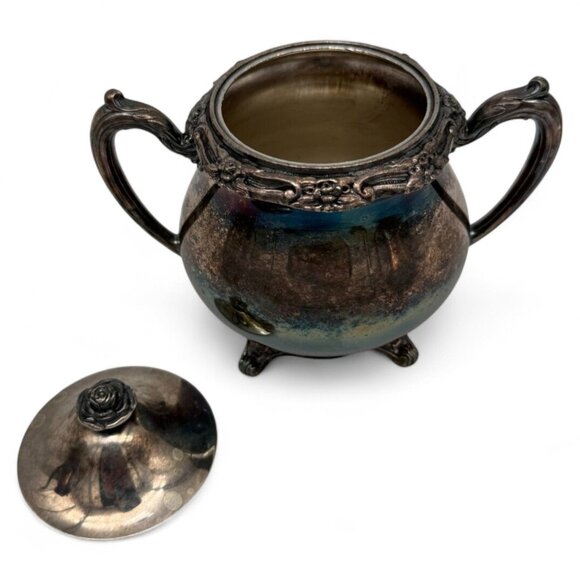 Vintage 1881 Rogers Glenrose 6 Pc Silverplate Tea Set W Tray - Picture 6 of 14